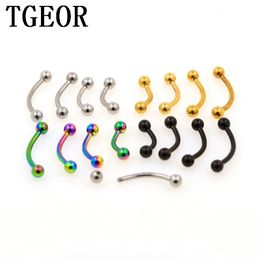 Labret Lip Piercing Jewelry wholesale 100pcs 16G 18g Stainless Steel piercing curved barbell plated colors eyebrow ring 230802