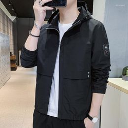 Men's Jackets Jacket Thin Bomber Mens Spring And Summer Sunscreen Windproof Windbreaker Sports Hooded Cardigan Solid Coat