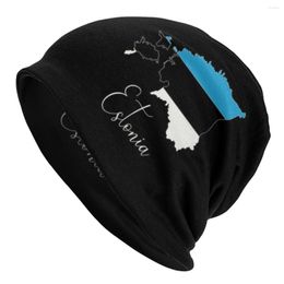 Berets Estonia Map Flag Gift For Men And Women Bonnet Homme Cool Knit Hat Winter Warm Beanies Caps