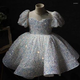 Girl Dresses 2023 Ceremony Baptism First Birthday Dress For Baby Clothes Bow Princess Sequin Party Girls Costume Show Gown