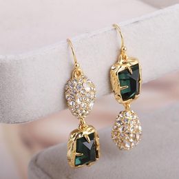 Stud Earrings Asymmetrical Fashion With Green Irregular Gemstones