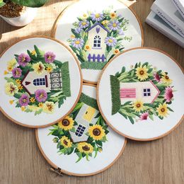 Chinese Style Products Garden Little Elfs' House Embroidery DIY Needlework Fairy Land Pattern Needlecraft for Beginner Cross Stitch(Without