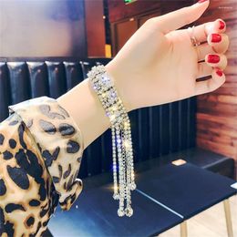 Link Bracelets Elegant Long Tassel Tennis Bracelet For Women Crystal Cubic Zirconia Adjustable Couple Bead Chain Christmas Gift