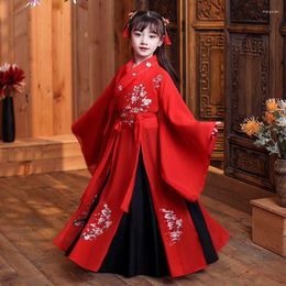Ethnic Clothing Autumn And Winter Girls' Hanfu Dress Stage Performance Costume Wedding Birthday Party Evening Chinese Year's