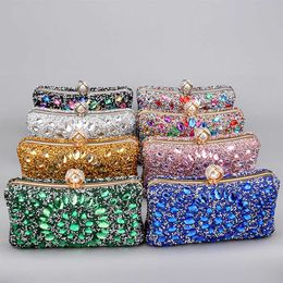 Shoulder Bags Candy Mix Color Day Clutch Rhinestones Evening Party Diamonds Chain Handbags Purse Acrylic 230426