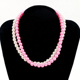 Plastic bead chain pearl jewelry set necklace bracelet set beaded jewelry