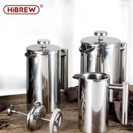 HiBREW French Press Coffee Maker Stainless Steel Percolator Pot Manual Strainer Household
