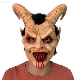 Party Masks New Halloween Devil Mask Evil Angel Lucifer Scary Horns Demon Latex Mask Cosplay Costume Party Horror Props L230803