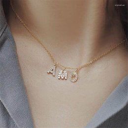 Chains Luxury Jewellery Gifts Quality Cubic Zircon Crystal Paved 26 Alphabet Initial Letter Necklace Custom Name