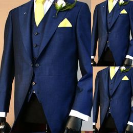 Formal Groom Wear Tuxedos Peaked Lapel For Men Wedding 2 Pcs Suit Custom Made Blazer With Vest Prom Evening Party