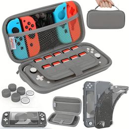 Compatible With Switch Lite Carrying Case, Switch Lite Case With Soft TPU Protective Case Games Card 6 Thumb Grip For Caps Storage Bag