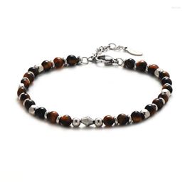 Strand Elio Obsidian Natural Stone Amber Beaded Bracelet Handmade Stainless Steel For Men