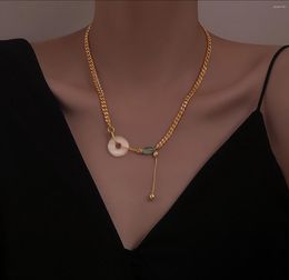 Chains Simple And Luxurious Chinese Style Zircon Pendant Titanium Steel Necklace For Women Fashion Jewelry