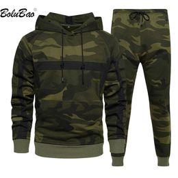 Mens Tracksuits BOLUBAO Outdoor Casual Suit For Men Cotton Hooded Camo Blazer High Quality Corset Streetwear Pants 230803