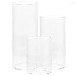 Candle Holders Clear Shades Glass For Table Centrepiece Cylinder Tube Cover Windproof Protectors