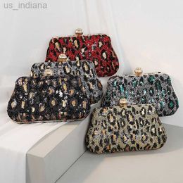 Evening Bags Totes Bag Top Selling Women s 2023 New Hand Embroidered Sequin Leopard Pattern Dinner Bag Banquet rhinestones bags handbags Z230803