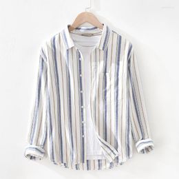 Men's Casual Shirts 2023 Men Clothing Autumn Linen Shirt Youth Neck Long Sleeve Cotton Smart Full Daily