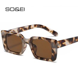 Sunglasses Frames SO EI Ins Fashion Small Rectangle Women Retro Leopard Shades UV400 Men Trending Square Sun Glasses 230802