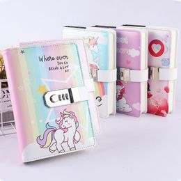 Notepads A5 Cute Unicorn Girl Diary Notebook Thicken Password with Code Lock Refillable Planner Organiser Kawaii Stationery Gift 230803