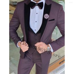Men's Suits Fashion Men Slim Fit 3 Pieces Male Formal Groomsmen Wedding Tuxedos Blazer Vest Pants Costume Homme Mariage