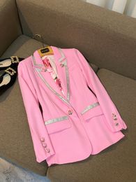 Women's Jackets JUNE LIPS Fashion Sweet Lady Style Fall Rose Pink British Design Loose and Thin Suit Jacket Long Sleeve 230803