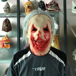 Party Masks Bloody White-Haired Pumpkin Head Horror Mask Halloween Carnival Party Fancy Dress Props Clothing Accessories L230803