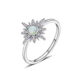 Hot S925 Sterling Silver Australian Gem Set Diamond Ring European and American Simple Star opal Women's Ring