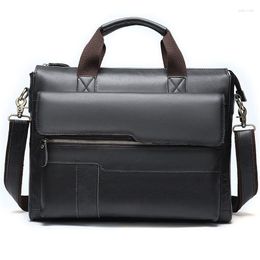 Briefcases Men's Genuine Leather Bag Briefcase Business Portfolio Male For 14"Laptop Office Messenger Crossbody Men Handbag