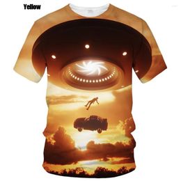 Men's T Shirts 2023 Summer Alien UFO Men's/women's Fashion Slim T-shirt Christmas Tree 3D Digital Printing Short-sleeved