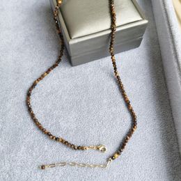 Pendants Faceted Tiger Eye Necklace Gemstones Natural Stones Beaded 14K Gold Filled Collier Femme Women BOHO Collar De Mujer