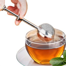 In Stock Now 50pcs 18cm Stainless Steel Spoon Retractable Ball Shape Metal Locking Spice Tea Strainer Infuser Philtre Squeeze JL1773