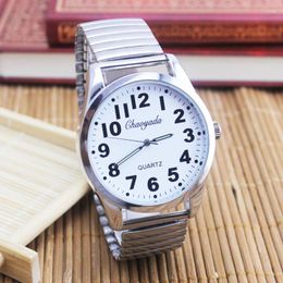 Wristwatches Sdotter 2023 Old Men Women Couples Watches Flexible Elastic Strap Fashion Simple Large Digital Stainless Steel Electronic