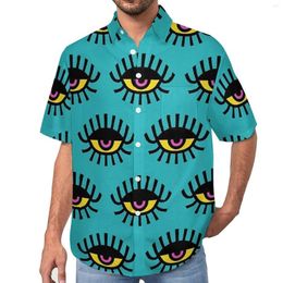 Men's Casual Shirts Eyelashs Print Art Eyes Beach Shirt Hawaiian Cool Blouses Men Graphic Big Size 3XL 4XL