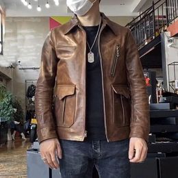 Men's Jackets Genuine Horse Leather Super Top Quality Slim Classic Horsehide Stylish Jacket Asian Size Read Description Before Order!