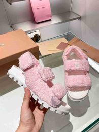 miui Winter Designer Luxury Fish Man Barbie Shoes Style Pink Scandals Woman Shoes Fur Slippers Popular Fur Slides Fluffy Shearling Wool Flat Outdoor Size EUR 35-40