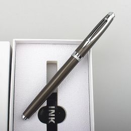 Portable Metal Rollerball Pen Meeting Minutes Signature Metallic Grey Black Refill