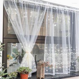 Curtain Luxury Embroidered Sheer Short Curtains For Living Room Tulle Drapes Bedroom Door Kitchen Wedding Home Decor Cortinas