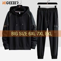 Men's Tracksuits Men Hoodies Set Sweatshirts 5XL 6XL 7XL 8XL Plus Size 68% Cotton Streetwear Hooded Sportswear Fleece Tracksuit Autumn Hip Hop J230803