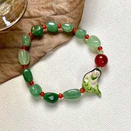 Strand Green Mermaid Designer For Women Girl Natural Carnelian Healing Stones Bracelet Anxiety Yoga Meditation Jewellery