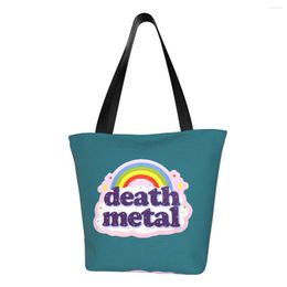 Shopping Bags Custom Rock Music Death Metal Canvas Bag Women Reusable Grocery Shopper Tote