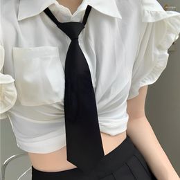 Bow Ties Uniform JK Girls Black Simple Zipper For Men Women Students Stage Performance Matte Neck Tie Costumes Accessories Wholesale