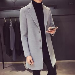 brand Male Handsome Autumn Business Wool Thick Blends Winter Overcoat Casual Coats Men's Warm Solid Outerwear Long Coat Trench Fashion designer soft jacket