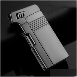 Lighters Jobon Oblique Pipe Cigar Gas Lighter Refill Mtifunctional Butane Cigarette Tamper/Knife/Needles Smoking Accessories Drop De Dhtzi