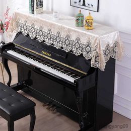 Dust Cover European Velvet Embroidered Piano Cover Table Cloth Dust Proof Cover Piano Towel Water-soluble Lace Flower R230803