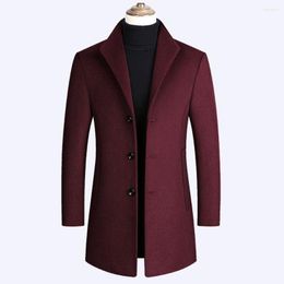 Men's Trench Coats 2023 Men Wool Blends Autumn Winter Solid Colour High Quality Luxurious Male