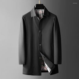 Men's Jackets Spring Autumn Men Coat Single Breasted Decorative Jacket Polyester Fashion Male Overcoat Office Business Clothing