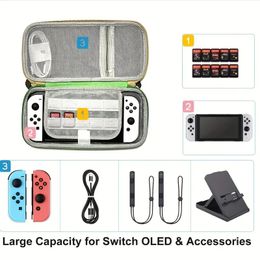 For Switch Carrying Case Compatible With Nintendo Switch/Switch OLED, With 10 Games Cartridges Protective Hard Shell Travel Carrying Case Pouch For Console