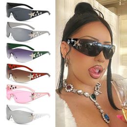 Sunglasses Y2K Rimless Women Men Cool Star Decor Sun Glasses Trendy Black Fashion Shades Beach Outdoor Cycling Travel