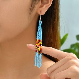 Dangle Earrings Blue Boho Rice Beaded With Beads Hanging Colorful For Woman Seed Long Bead Earring Jewelry Summer 2023 Trend