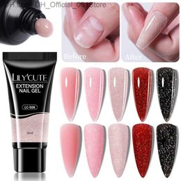 Nail Polish LILYCUTE 10/15ml quick extension gel nail polish nude glitter pink transparent French nail finger extension nail art varnish Z230802